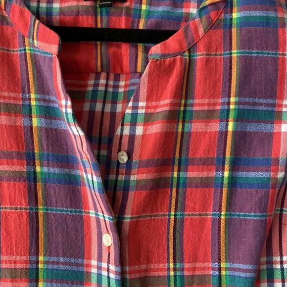 Talbots plaid button front casual top - Picture 4 of 8